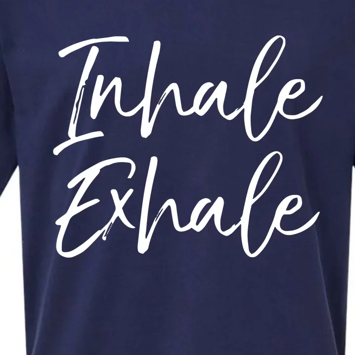 Womens Yoga Quote Gift For Women Cute Yoga Saying Inhale Exhale VNeck Sueded Cloud Jersey T-Shirt