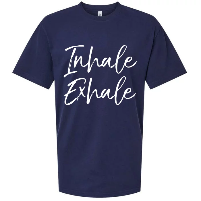 Womens Yoga Quote Gift For Women Cute Yoga Saying Inhale Exhale VNeck Sueded Cloud Jersey T-Shirt