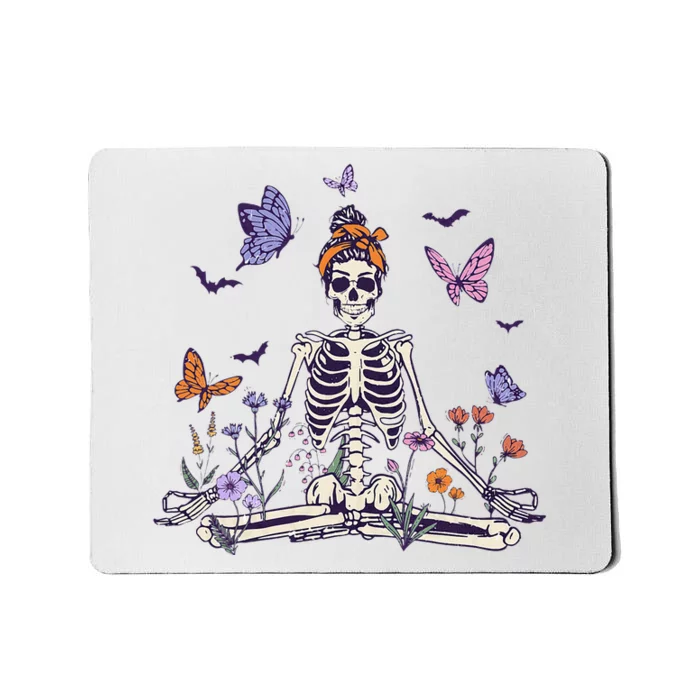 Women Yoga Skeleton Halloween Meditating Skeleton Mama Mousepad