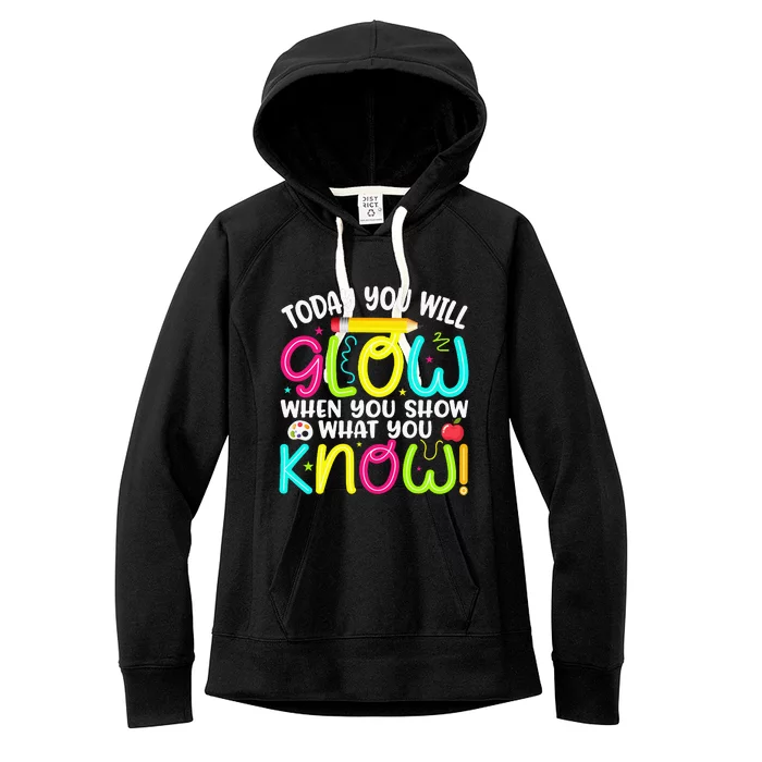 What You Show Rock The Testing Day Exam Teachers Women's Fleece Hoodie