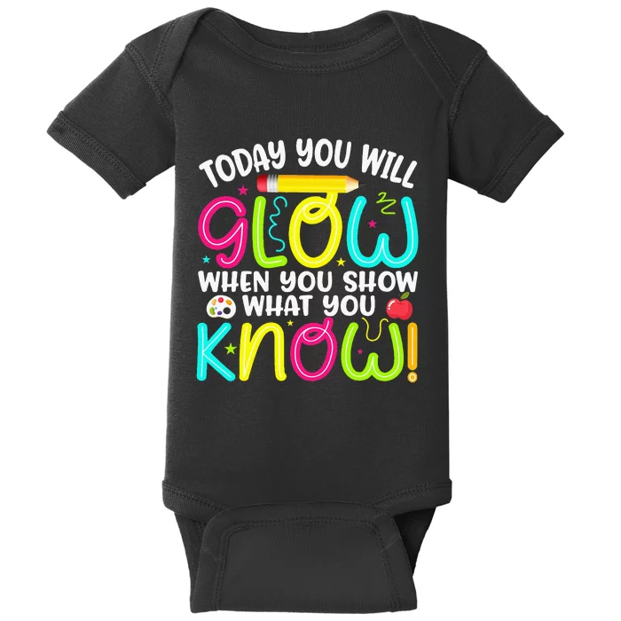 What You Show Rock The Testing Day Exam Teachers Baby Bodysuit