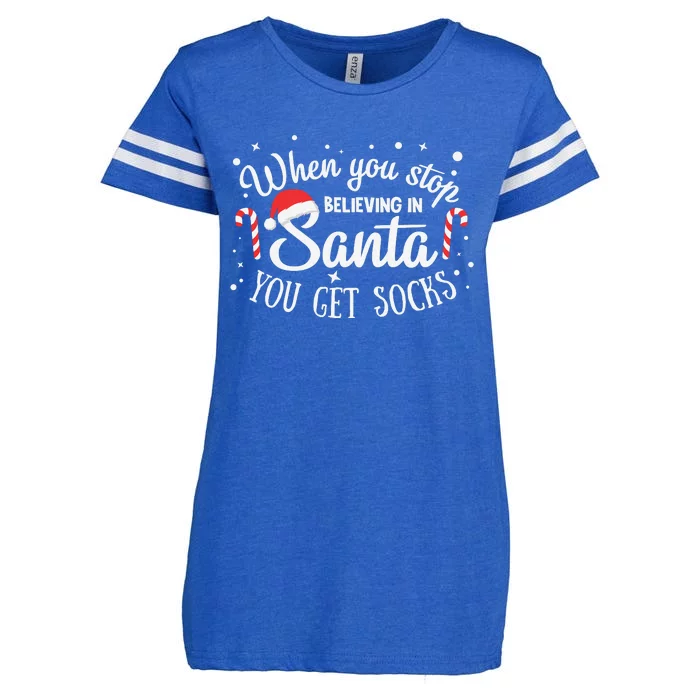 When You Stop Believing In Santa You Get Socks Enza Ladies Jersey Football T-Shirt