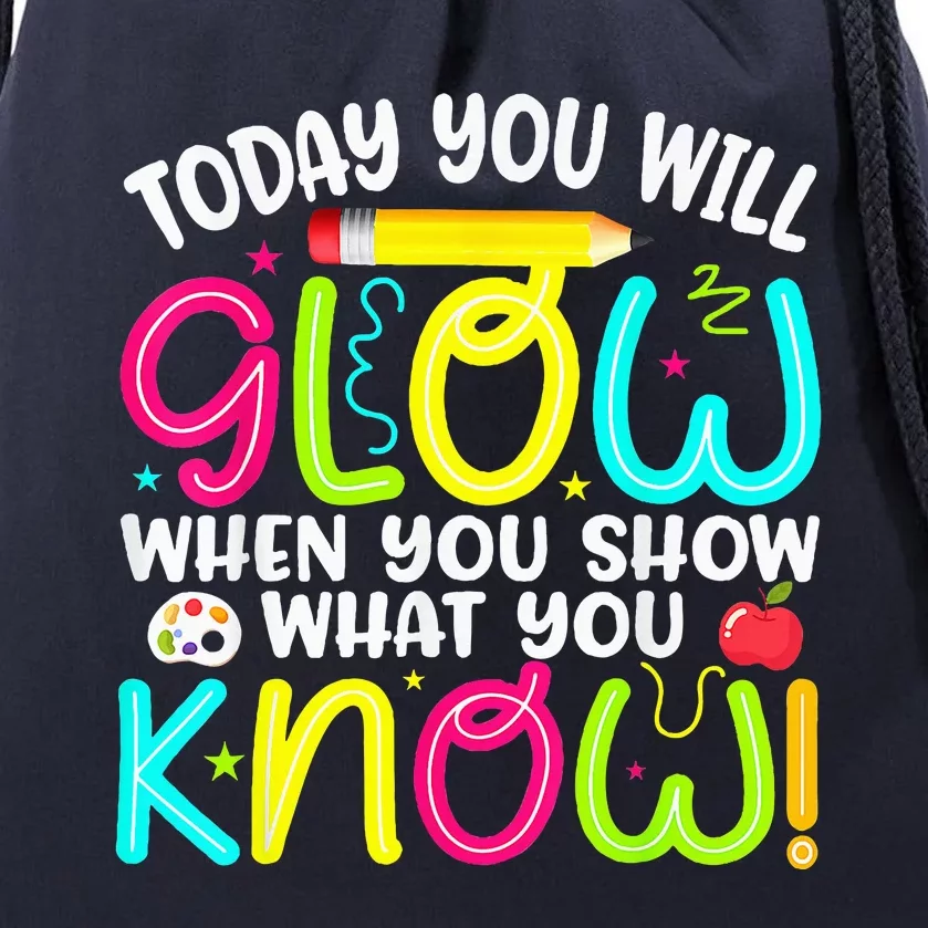 What You Show Rock The Testing Day Exam Teachers Students Drawstring Bag