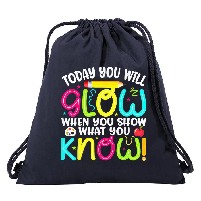 What You Show Rock The Testing Day Exam Teachers Students Drawstring Bag