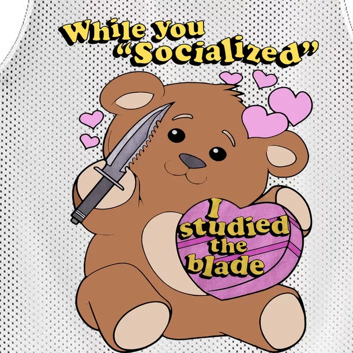 While You Socialized I Studied The Blade Funny Bear Lover Valentine's Day Mesh Reversible Basketball Jersey Tank