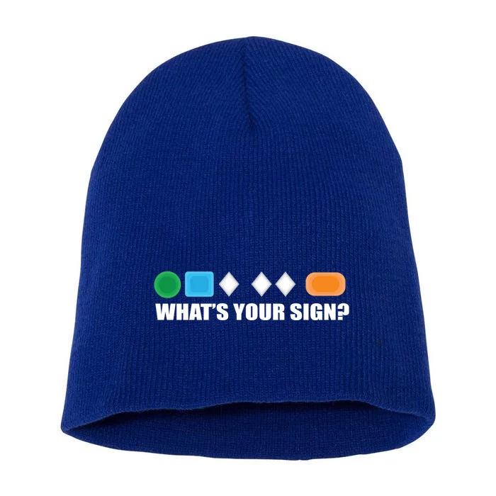 What's Your Sign Skiing Difficulty Ski Skier Gift Short Acrylic Beanie