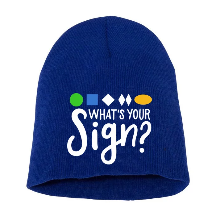 Whats Your Sign For Skiing Gift Short Acrylic Beanie