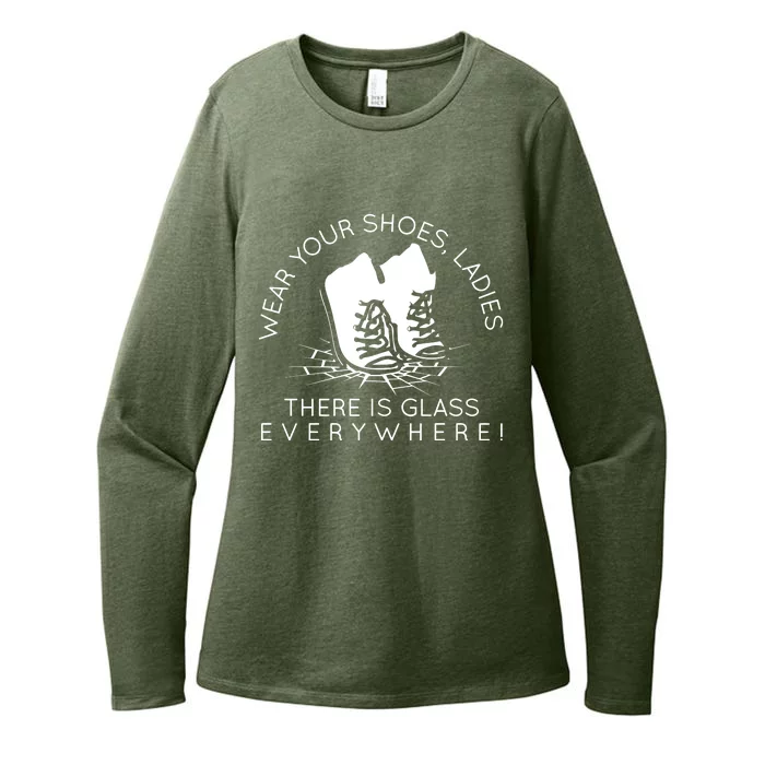 Wear Your Shoes Ladies There Is Glass Everywhere Womens CVC Long Sleeve Shirt