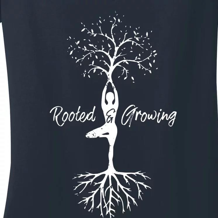 Womens Yoga Tree Of Life With Sayings Vriksasana Hatha Pose Women's V-Neck T-Shirt