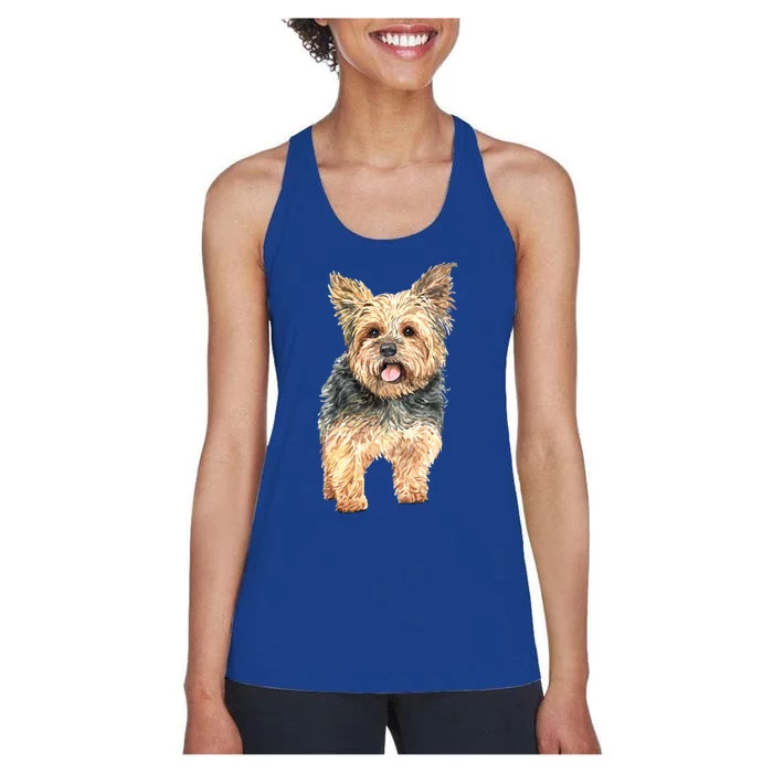 Watercolor Yorkie Yorkshire Terrier Owners Gift Women's Racerback Tank