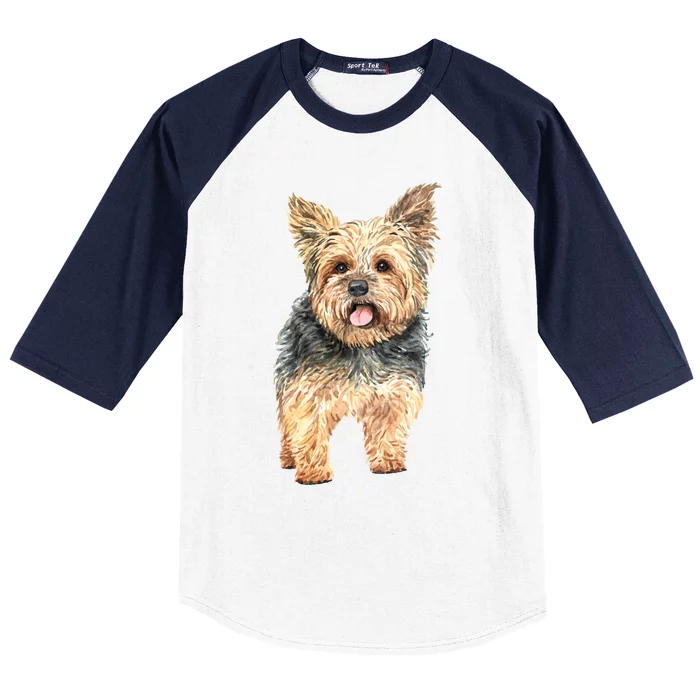 Watercolor Yorkie Yorkshire Terrier Owners Gift Baseball Sleeve Shirt