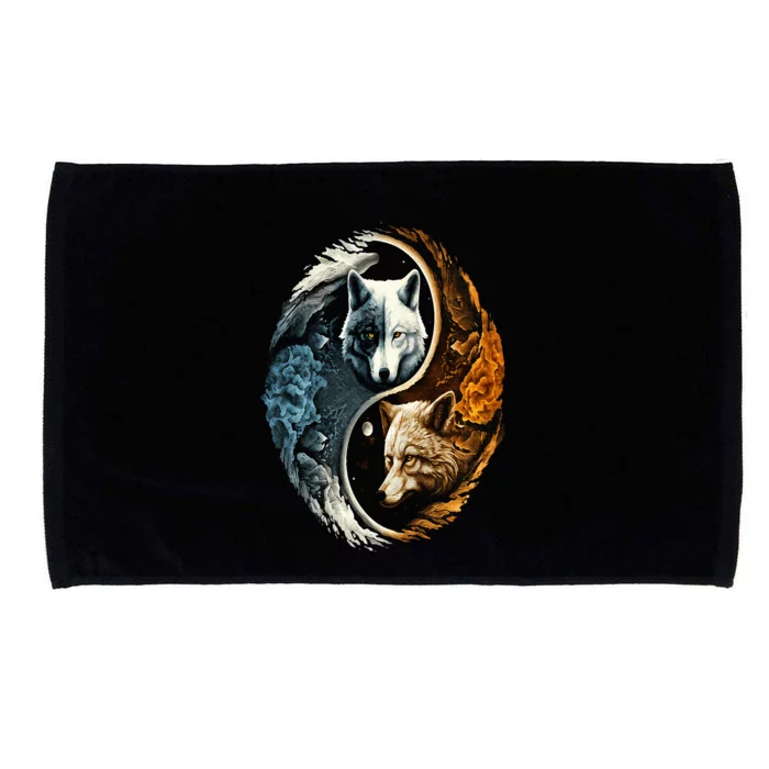 Wolf Yin Yang Microfiber Hand Towel