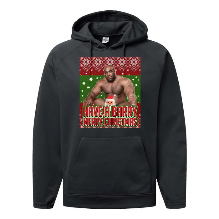 X-Mas Christmas Have A Barry Merry Christmas Ugly Sweater Performance Fleece Hoodie