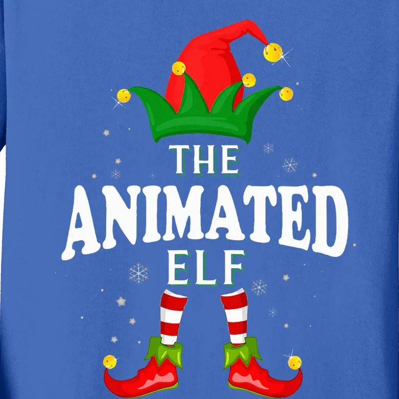 Xmas Animated Elf Family Matching Christmas Pajama Kids Long Sleeve Shirt