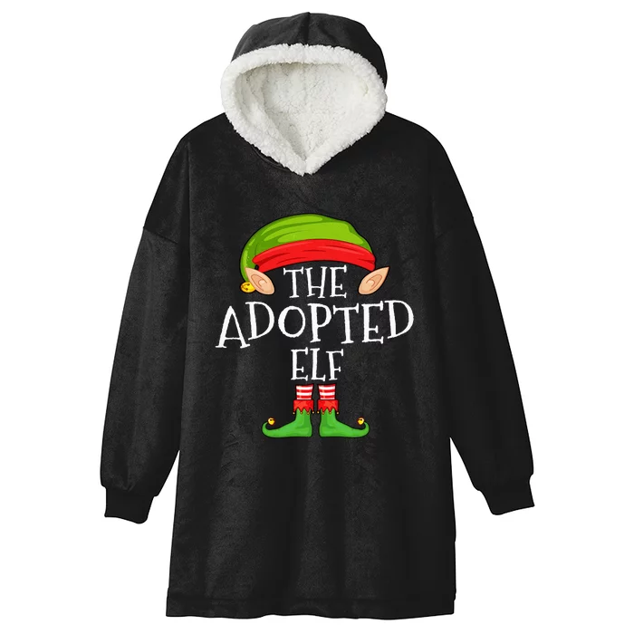 Xmas Adopted Elf Matching Christmas Family Elf Hooded Wearable Blanket