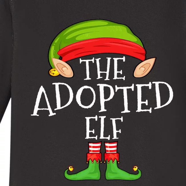 Xmas Adopted Elf Matching Christmas Family Elf Baby Long Sleeve Bodysuit