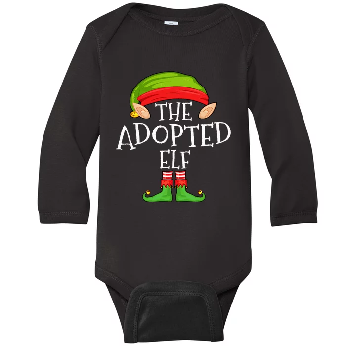 Xmas Adopted Elf Matching Christmas Family Elf Baby Long Sleeve Bodysuit