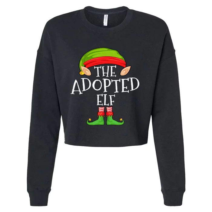 Xmas Adopted Elf Matching Christmas Family Elf Cropped Pullover Crew