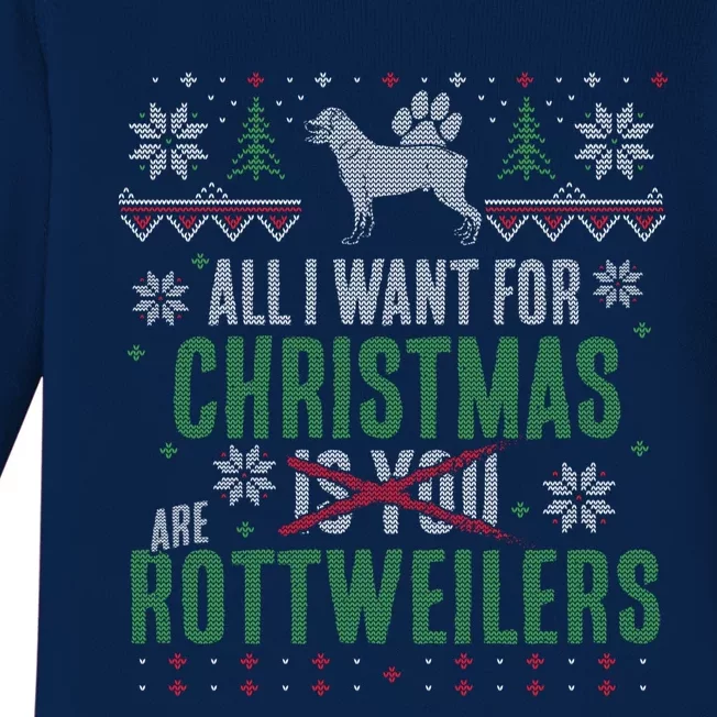 XMas All I Want For Christmas Are Rottweilers Gift Baby Long Sleeve Bodysuit