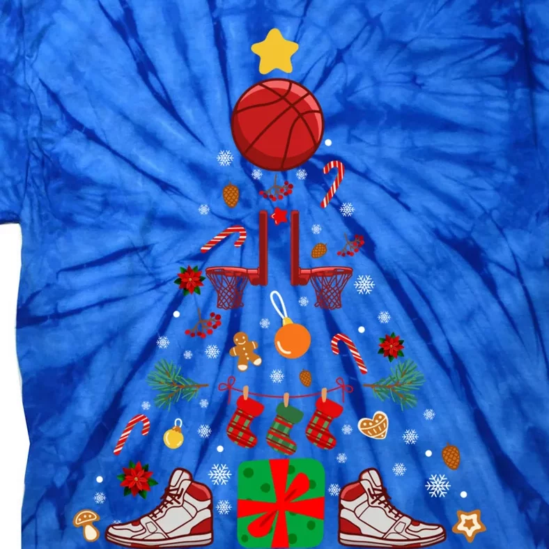 X38m Basketball Christmas Tree Merry Xmas Basketball Lover Cute Gift Tie-Dye T-Shirt