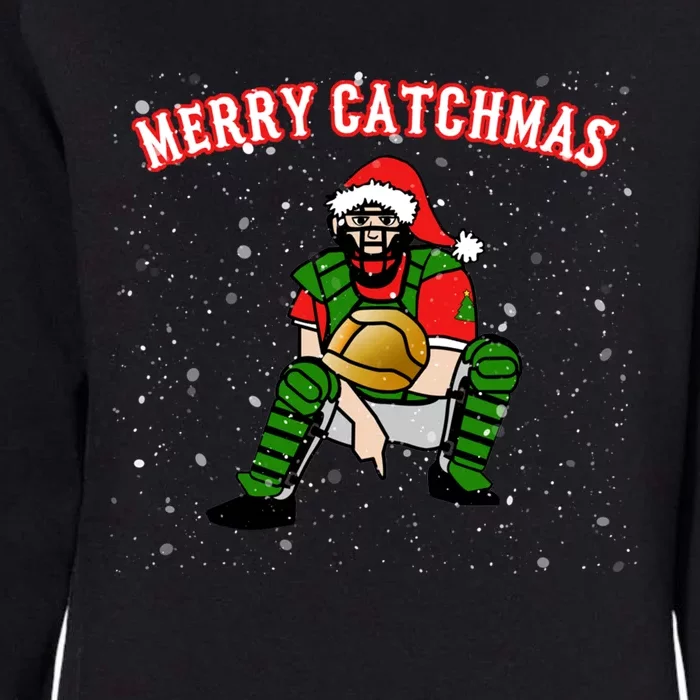 Xmas Baseball Catcher Christmas Baseball Gift Merry Catchmas Gift Womens California Wash Sweatshirt