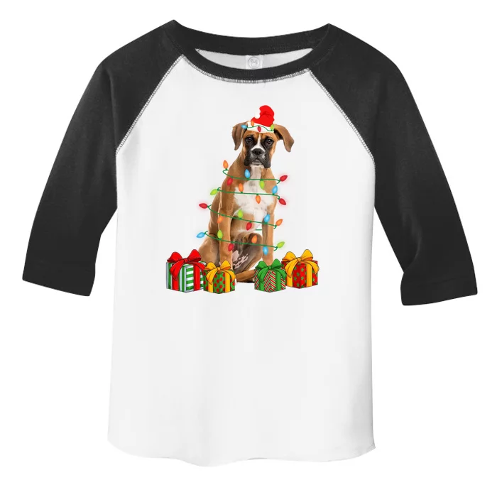 Xmas Boxer Dog Christmas Lights Puppy Lover Great Gift Toddler Fine Jersey T-Shirt