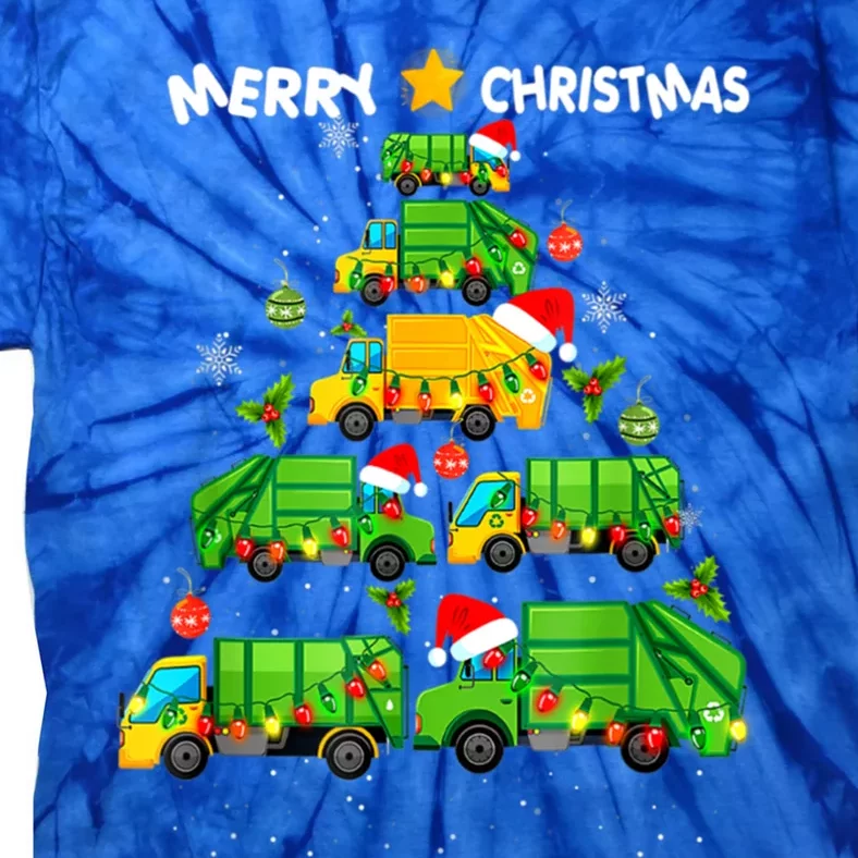 Xmas Boys Garbage Truck Christmas Tree Ornat Gift Tie-Dye T-Shirt