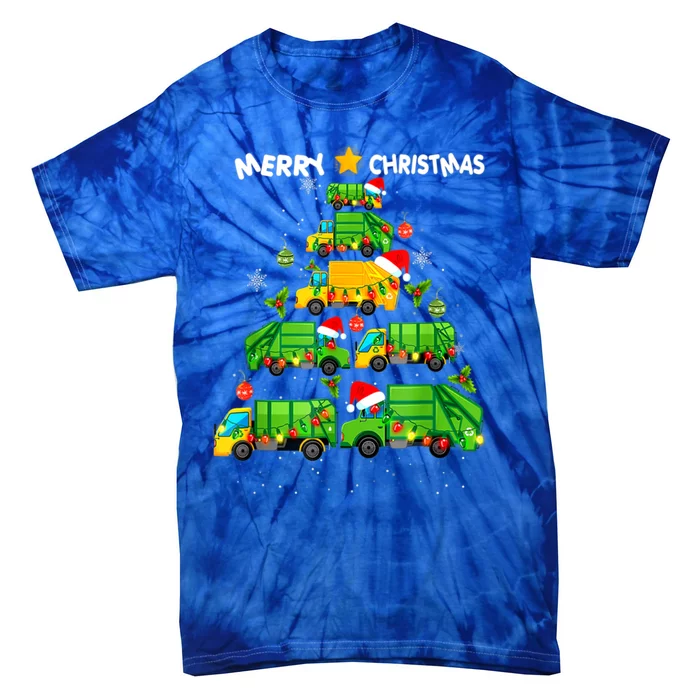 Xmas Boys Garbage Truck Christmas Tree Ornat Gift Tie-Dye T-Shirt