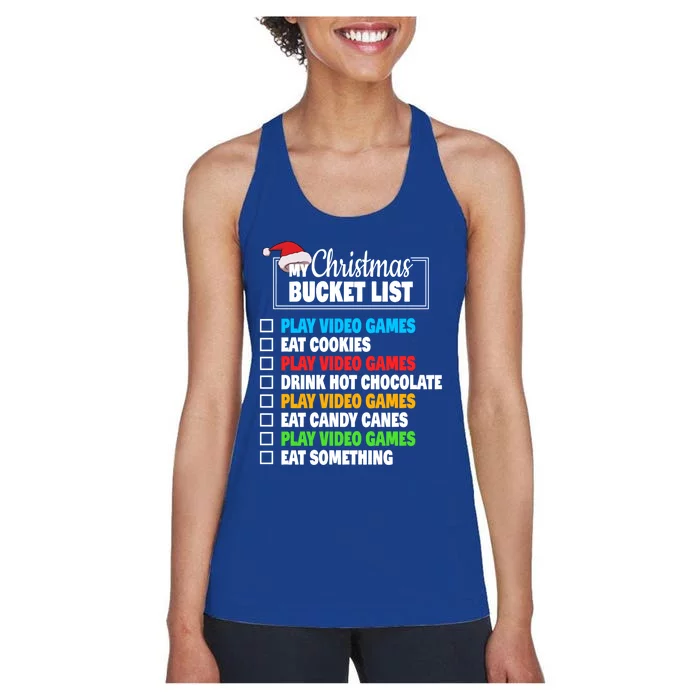 Xmas Bucket List Video Games Funny Gamer Christmas Gift Women's Racerback Tank