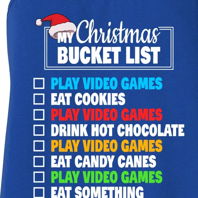 Xmas Bucket List Video Games Funny Gamer Christmas Gift Women's Racerback Tank