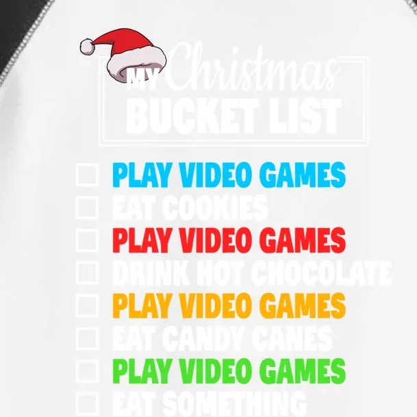 Xmas Bucket List Video Games Funny Gamer Christmas Gift Toddler Fine Jersey T-Shirt