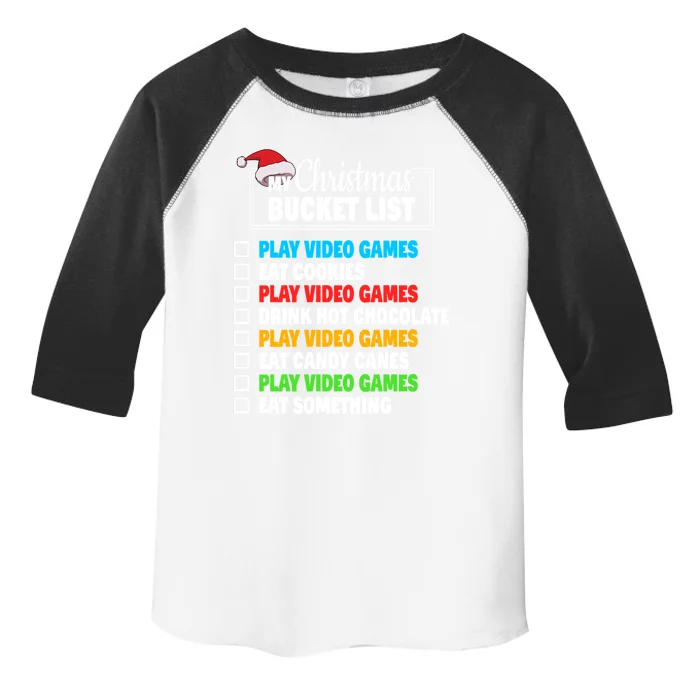 Xmas Bucket List Video Games Funny Gamer Christmas Gift Toddler Fine Jersey T-Shirt