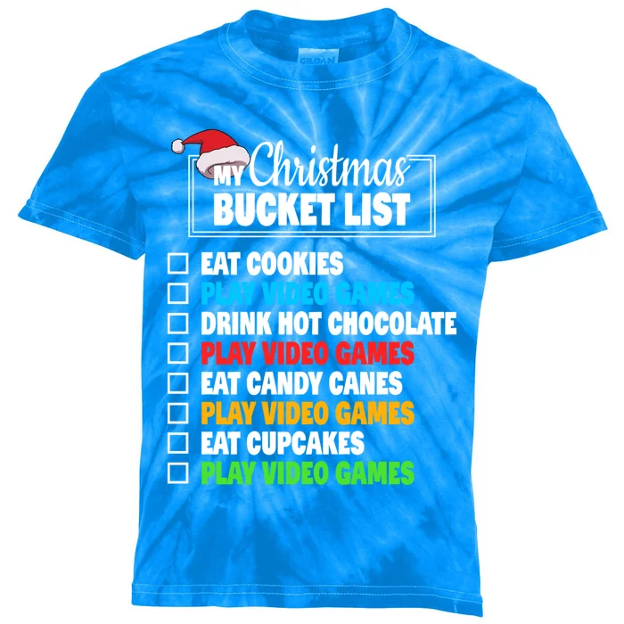 Xmas Bucket List Cool Gamer Video Games Christmas Gift Kids Tie-Dye T-Shirt