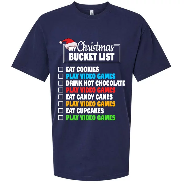 Xmas Bucket List Cool Gamer Video Games Christmas Gift Sueded Cloud Jersey T-Shirt