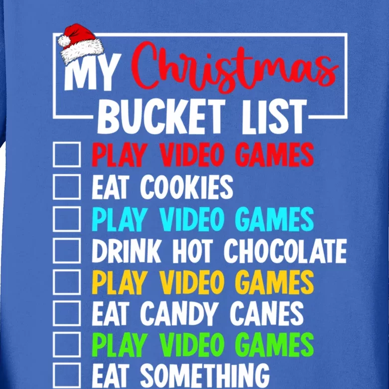 Xmas Bucket List Video Game Gamer Christmas Gift Kids Long Sleeve Shirt