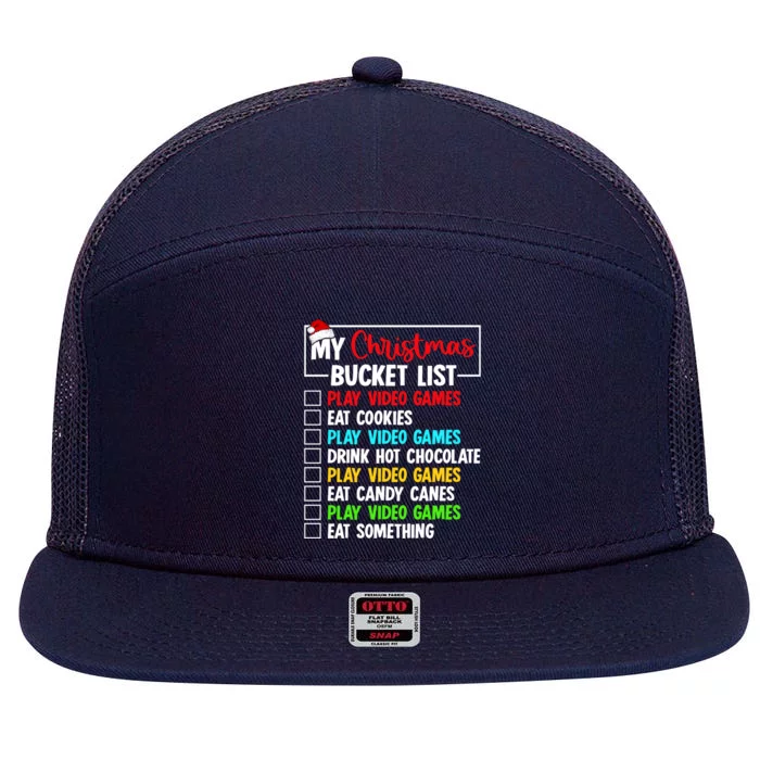 Xmas Bucket List Video Game Gamer Christmas Gift 7 Panel Mesh Trucker Snapback Hat