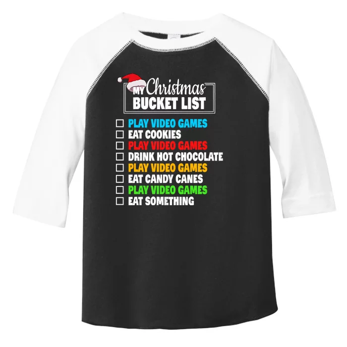 Xmas Bucket List Video Games Funny Gamer Boy Christmas Toddler Fine Jersey T-Shirt