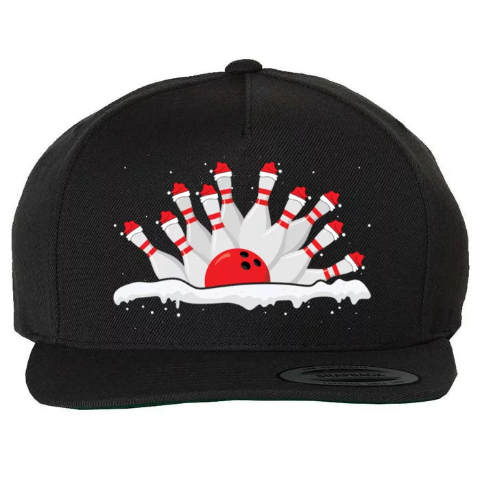 Xmas Bowling Lover Christmas Bowling Pins Santa Hat Bowl Cute Gift Wool Snapback Cap