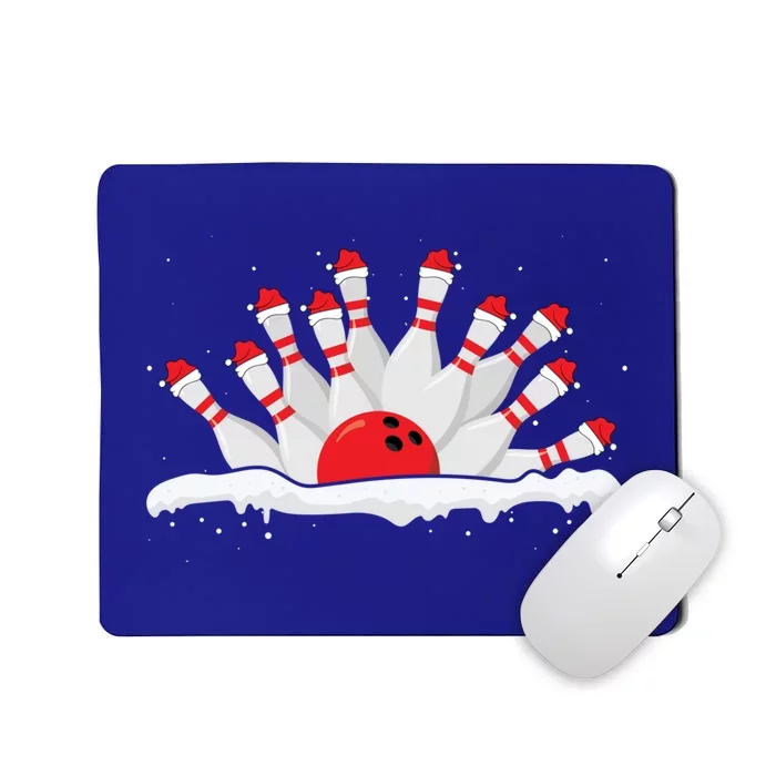 Xmas Bowling Lover Christmas Bowling Pins Santa Hat Bowl Cute Gift Mousepad