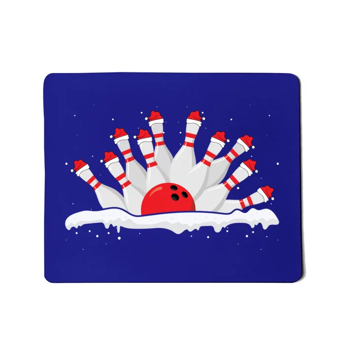 Xmas Bowling Lover Christmas Bowling Pins Santa Hat Bowl Cute Gift Mousepad