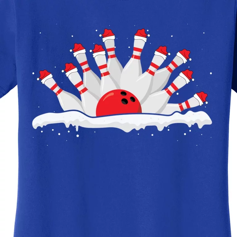 Xmas Bowling Lover Christmas Bowling Pins Santa Hat Bowl Cute Gift Women's T-Shirt