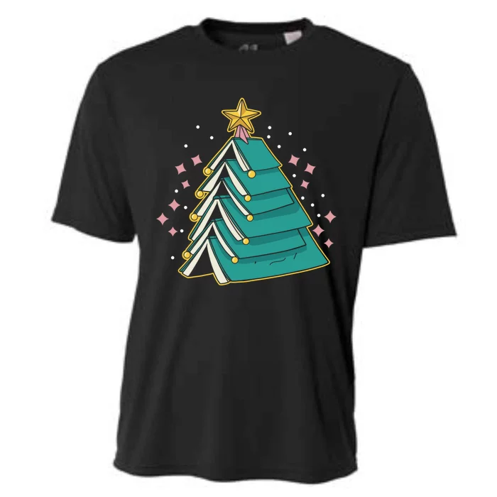 Xmas Book Nerd Library Lover Bookworm Book Christmas Tree Funny Gift Cooling Performance Crew T-Shirt