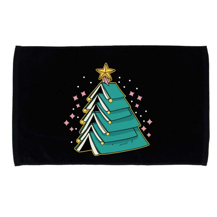 Xmas Book Nerd Library Lover Bookworm Book Christmas Tree Funny Gift Microfiber Hand Towel