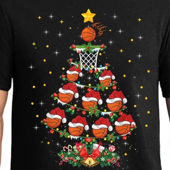 Xmas Basketball Sports Lover Basketball Christmas Tree Gift Pajama Set