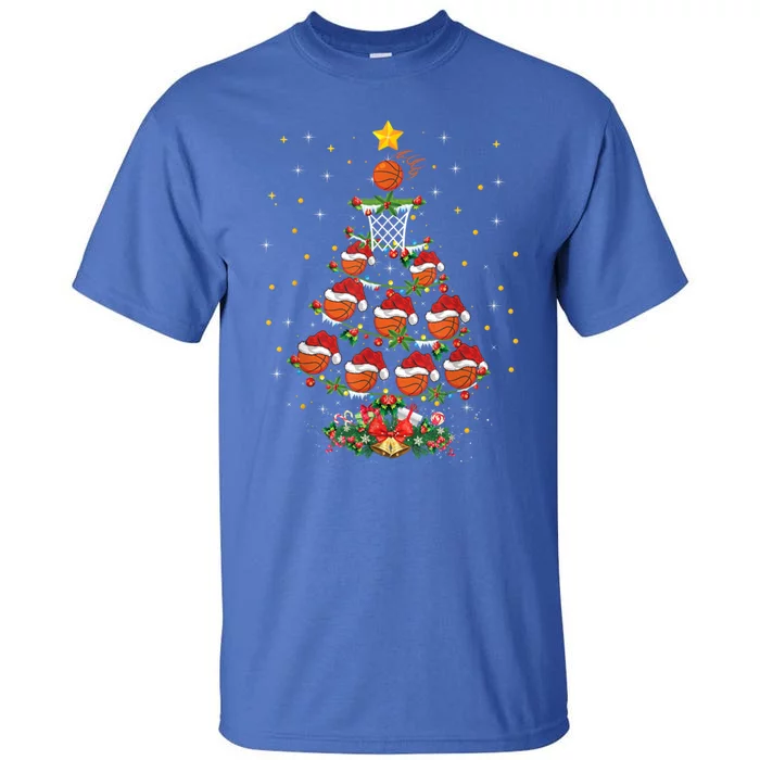 Xmas Basketball Sports Lover Basketball Christmas Tree Gift Tall T-Shirt