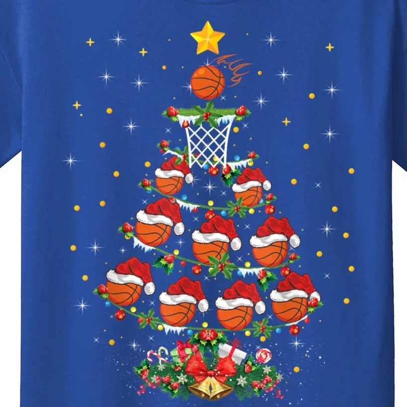 Xmas Basketball Sports Lover Basketball Christmas Tree Gift Kids T-Shirt