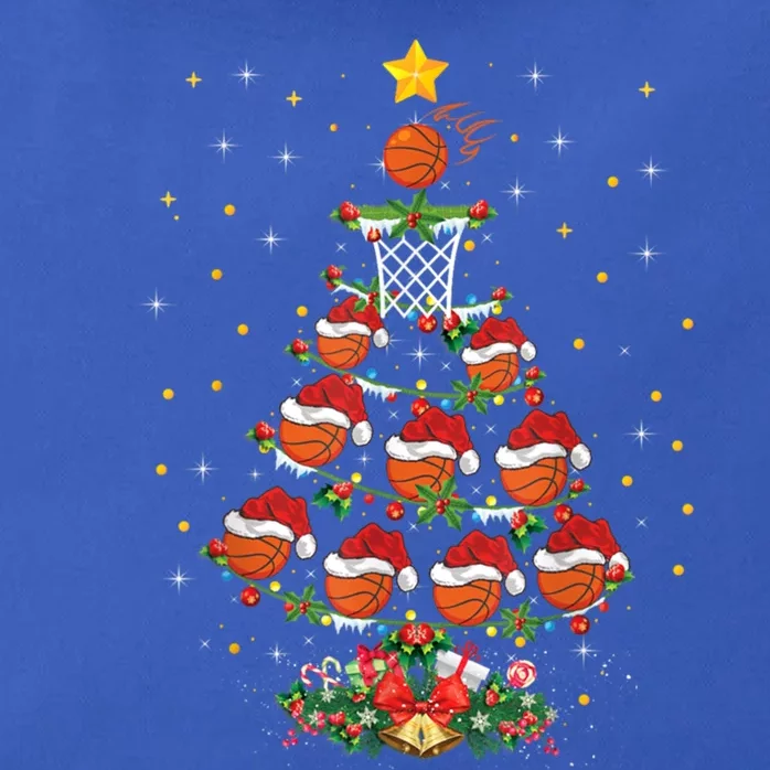 Xmas Basketball Sports Lover Basketball Christmas Tree Gift Zip Tote Bag