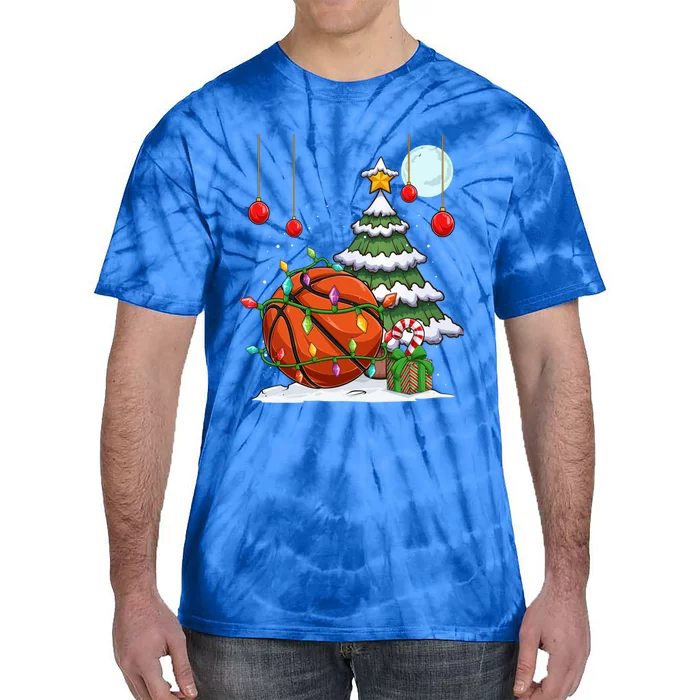 Xmas Basketball Sports Tree Lights Winter Happy Christmas Meaningful Gift Tie-Dye T-Shirt