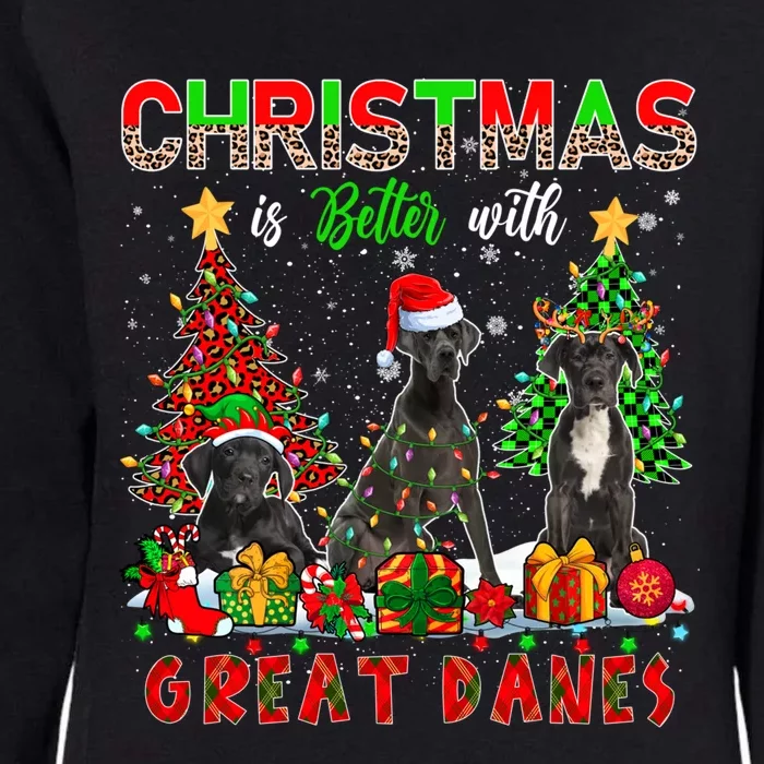 Xmas Better With Great Danes Santa Reindeer Elf Great Danes Gift Womens California Wash Sweatshirt