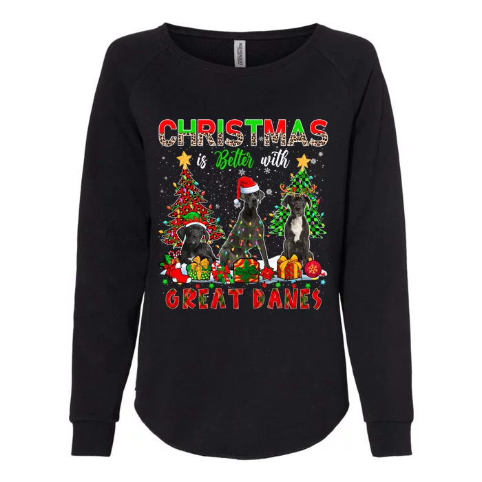 Xmas Better With Great Danes Santa Reindeer Elf Great Danes Gift Womens California Wash Sweatshirt